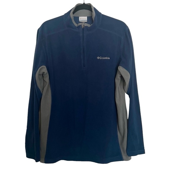 Columbia Blue Gray Half Zip Fleece Pullover Sweater Medium - Picture 1 of 10